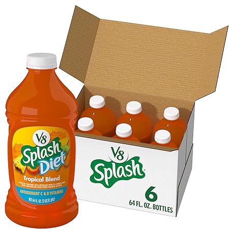V8 Splash Diet Tropical Blend Diet Juice Drink, 64 Ounce Bottle (Pack of 6)