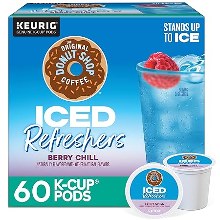 The Original Donut Shop Iced Refreshers, Berry Chill, Brew Over Ice Single Serve Keurig K-Cup Pods, 60 Count (6 Packs of 10)