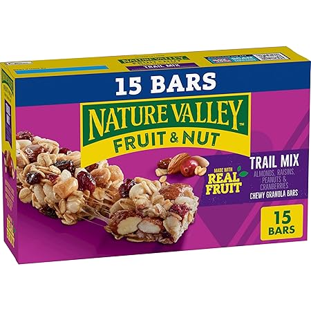 Nature Valley Chewy Fruit & Nut Trail Mix Granola Bars, Almond Raisin & Cranberry with Whole Grain Oats, No Artificial Flavors or Colors, No High Fructose Corn Syrup, On-the-Go Snack, 15 Bars 18 oz