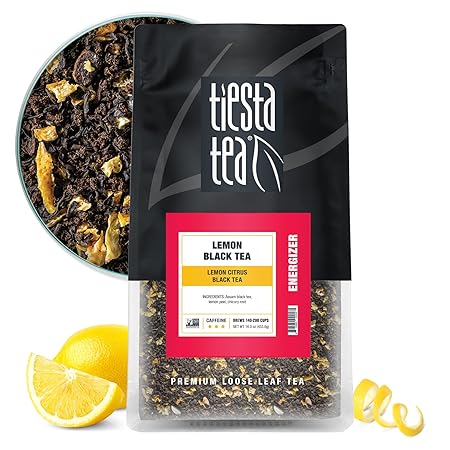 Tiesta Tea - Lemon Black Tea, Loose Leaf, Lemon Citrus Black, Premium High Caffeinated Blends, Make Hot or Iced, Brews Up to 200 Cups, 16 Ounce Resealable Bulk Pouch