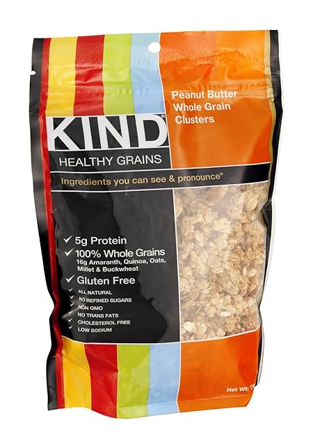 KIND Healthy Grains Clusters, Peanut Butter Whole Grain Granola, 10g Protein, Gluten Free, Non GMO, 11 Ounce (Pack of 3)