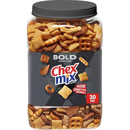 Chex Mix Bold Garlic and Herb Snack Mix, Snack Tub, 20 oz