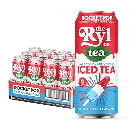 Ryl Iced Tea, Rocket Pop, Antioxidant Superblend, Zero Sugar, Low Carb, Zero Calorie Iced Tea, 16.0 Fl Oz (12-Pack)