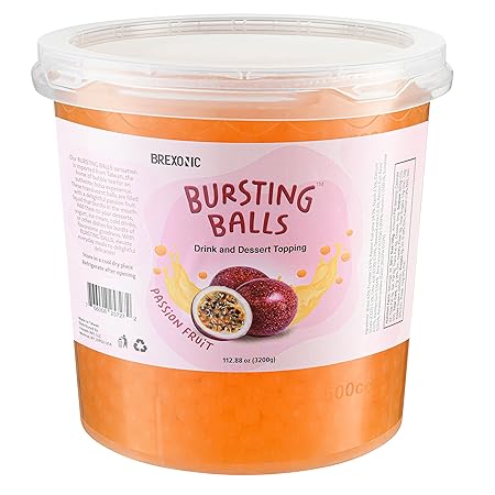 Passion Fruit Boba Pearls, Passion Popping Boba Bursting Boba, Passion Bubble Tapioca Pearls For Bubble Tea (Passion Fruit, 7 LB 1 Pack)
