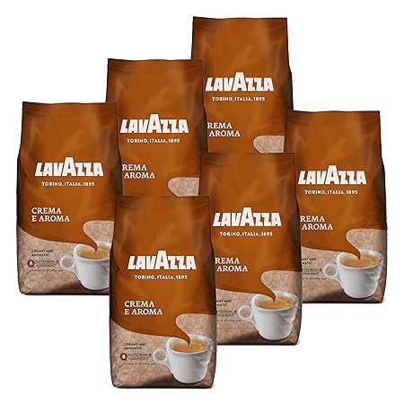 Lavazza Crema e Aroma Whole Bean Coffee, Medium Roast, Arabica and Robusta Blend, 2.2 lb Bag (Pack of 6)
