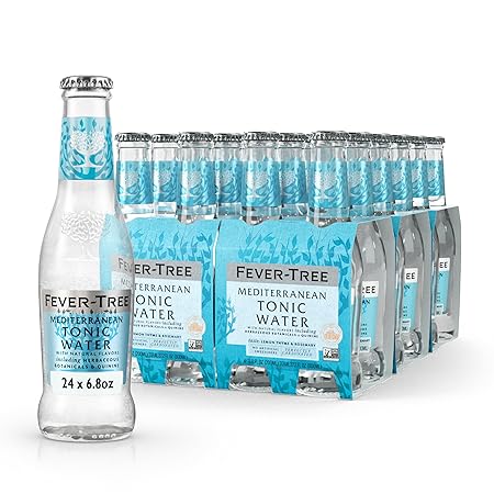 Fever-Tree Mediterranean Tonic Water Glass Bottles, No Artificial Sweeteners, Flavorings & Preservatives, 6.8 Fl Oz (Pack of 24)
