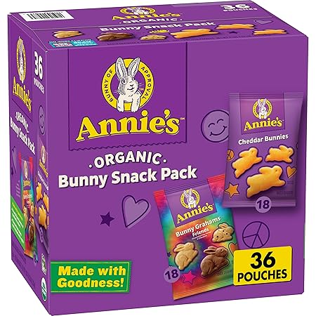 Annie’s Organic, Snack Variety Pack, Cheddar Bunnies and Bunny Grahams, 1 oz, 36 ct