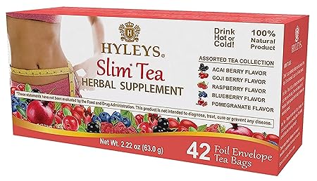 Hyleys Slim Tea 42 Ct Assorted - Weight Loss Herbal Supplement Cleanse and Detox - 42 Tea Bags (12 Pack)