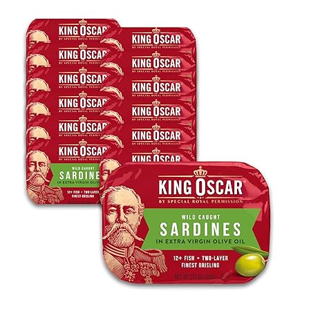 King Oscar Sardines Extra Virgin Olive Oil, 3.75-Ounce Cans (Pack of 12)