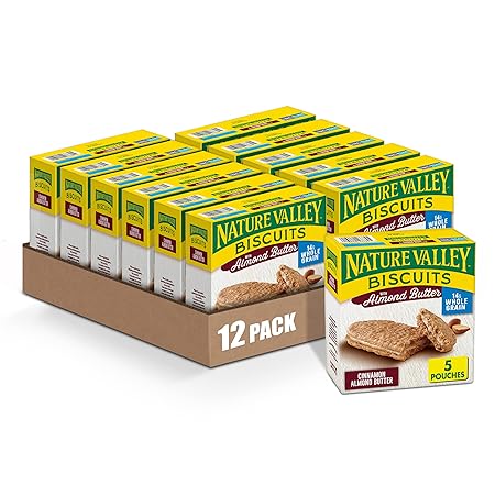 Nature Valley Biscuit Sandwiches, Almond Butter, 5 ct, 6.75 OZ (Pack of 12)