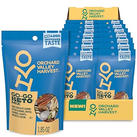 Orchard Valley Harvest Go-Go Keto Mix, 14 Pack (1.85 oz), Dark Chocolate Almonds, Peanuts, Walnuts, And Pecans, Low Carb, Gluten Free, Non-GMO