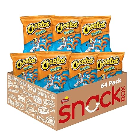 Cheetos Cheese Flavored Snacks, Puffs, 1.375 Ounce (Pack of 64)