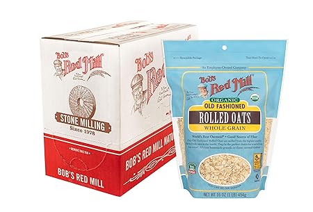 Bob's Red Mill Organic Old Fashioned Rolled Oats, 16oz (Pack of 4) - Non GMO, Whole Grain, Vegan, Kosher