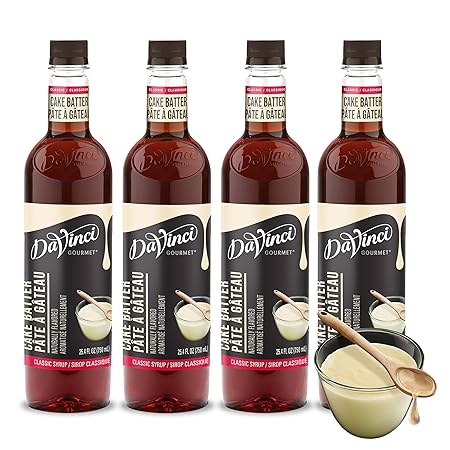 DaVinci Gourmet Classic Cake Batter Syrup, 25.4 Fluid Ounces (Pack of 4)