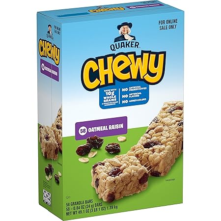 Quaker Chewy Granola Bars, Oatmeal Raisin, 58 Count