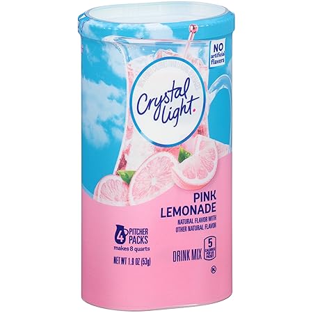 Crystal Light Pink Lemonade Drink Mix (8-Quart), 1.9-Ounce Canisters (Pack of 4)