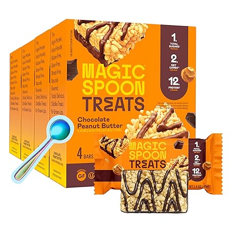 MAGIC SPOON Treats - High Protein, Low Carb, Keto Friendly, Low Sugar, Gluten Free, Crispy Protein Bar Cereal Bar, On-The-Go Healthy Snack (Chocolate PB, 16 Bars)