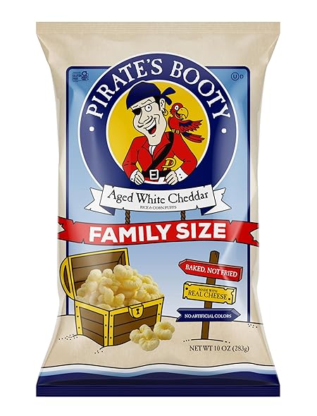 Pirate's Booty Aged White Cheddar Cheese Puffs, Gluten-Free, Kids Snacks, 10oz