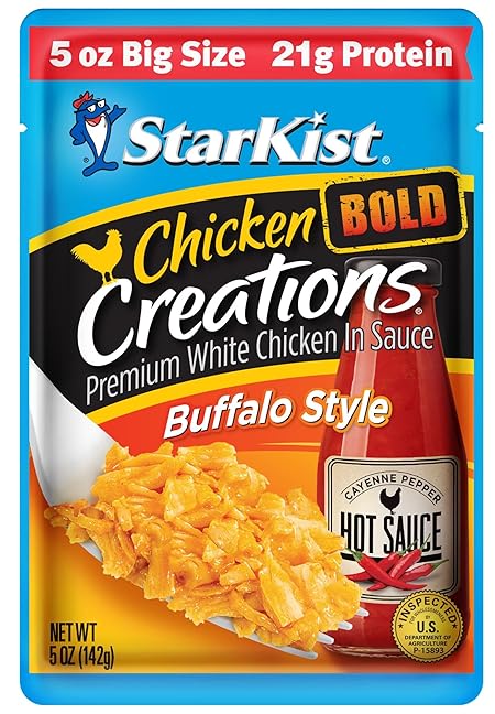StarKist Chicken Creations "Big Size" BOLD Buffalo, 5 oz Pouch (1 Pack) Ready to Eat Premium White Meat Chicken, 21g Protein Per Serving, Gluten Free, Perfect for Salads, Meals and Snacks