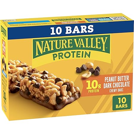 Nature Valley Chewy Protein Granola Bars, Peanut Butter Dark Chocolate, 10 Bars, 14.2 OZ