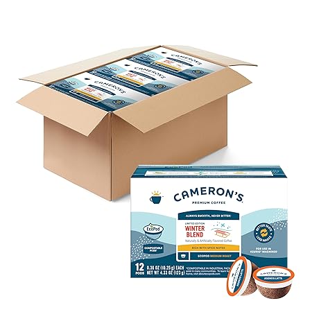 Cameron's Coffee Single Serve Pods, Flavored, Winter Blend, 12 Count, Pack of 6