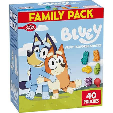 Bluey Fruit Flavored Snacks, Gluten Free, Kids Snacks, Family Pack, 40 Ct, 32 oz