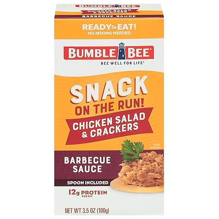 Bumble Bee Snack on the Run BBQ Chicken Salad with Crackers Kit, 3.5 oz - Ready to Eat, Spoon Included - Shelf Stable & Convenient Protein Snack