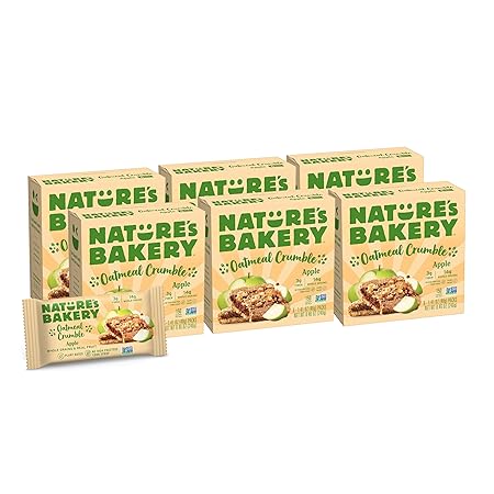 Nature's Bakery Oatmeal Crumble Bars, Apple, 6-6 Count Boxes (36 Bars), Vegan Snacks, Non-GMO
