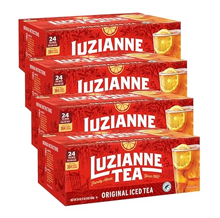 Luzianne Unsweetened Iced Tea Bags, Gallon Size, 24ct Box (Pack of 4)