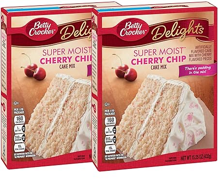 Betty Crocker Super Moist Cake Mix-Cherry Chip-15.25 Oz,2 Pack
