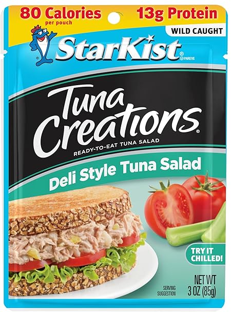 StarKist Tuna Creations Deli Style Tuna Salad, 3 oz Pouch (1 Pack) Ready to Eat Wild Caught Tuna, 13g Protein, 80 Calories Per Serving, Gluten Free, Soy Free, Kosher, Perfect for Meals and Snacks