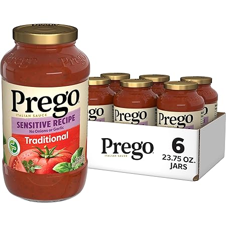 Prego Traditional Sensitive Recipe Low FODMAP Pasta Sauce, 23.75 Oz Jar (Case of 6)