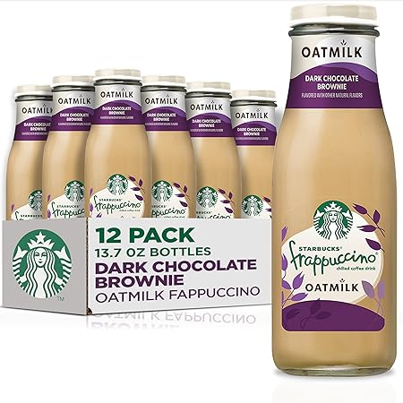 Starbucks Oatmilk Frappuccino, Coffee Drink, Dark Chocolate Brownie Oat Milk, 13.7 fl oz Bottles, Iced Coffee (Pack of 12)