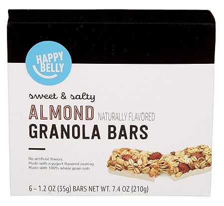 Amazon Brand - Happy Belly Sweet & Salty, Almond Granola Bars, 1.2 Oz, 6 Count