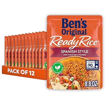 BEN'S ORIGINAL Ready Rice Spanish Style Flavored Rice, Easy Dinner Side, 8.8 OZ Pouch (Pack of 12)