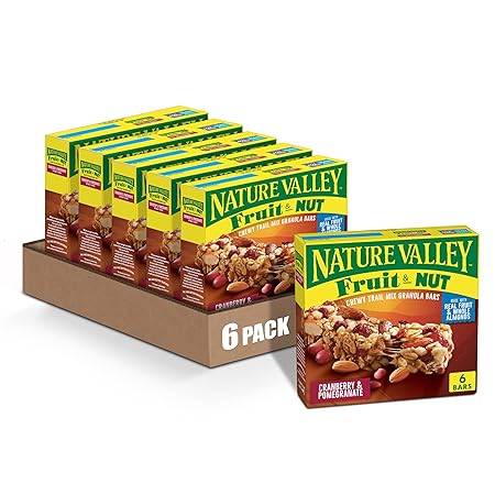 Nature Valley Chewy Fruit & Nut Granola Bars, Cranberry Pomegranate, 6 Bars, 6.7 OZ (Pack of 6)