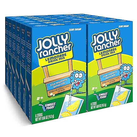 Jolly Rancher Rancher Singles To Go Water Drink Mix, Blue Raspberry Lemonade, 12 Boxes With 6 Packets Each, 72 Total Servings