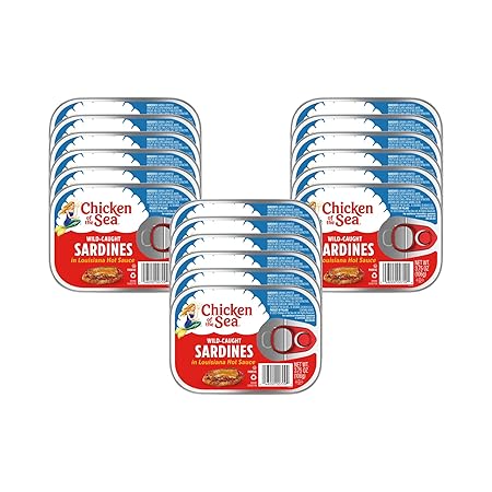 Chicken of the Sea Sardines in Louisiana Hot Sauce, 3.75 oz. Cans (Pack of 18), Wild Caught Sardines, Packaging May Vary