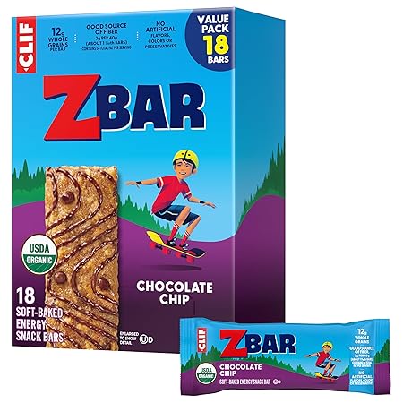 Zbar - Chocolate Chip - Soft-Baked Energy Snack Bars - Non-GMO - 12g Whole Grains - USDA Organic Granola Bars (18 Pack)