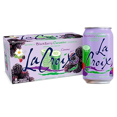 LaCroix Sparkling Water, Blackberry Cucumber, 8-Pack Zero Sugar, Zero Calories, Zero Sodium