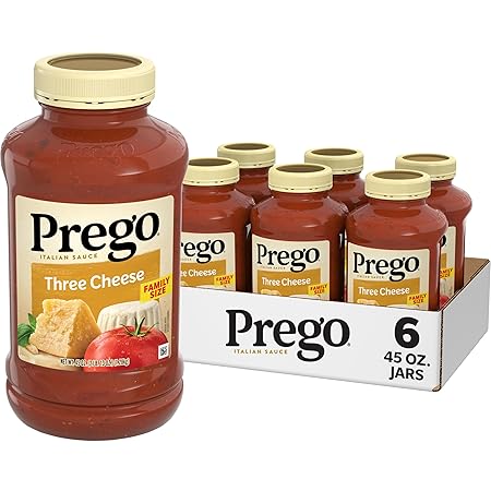 Prego Three Cheese Pasta Sauce, 45 Oz Jar (Case of 6)