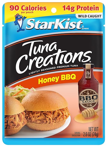 StarKist Tuna Creations Honey BBQ, 2.6 oz Pouch (1 Pack) Ready to Eat Wild Caught Tuna, 14g Protein, 90 Calories Per Serving, Gluten Free, Soy Free, Kosher, Perfect for Salads, Meals and Snacks