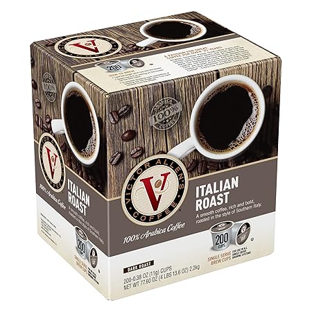 Victor Allen's Coffee Italian Roast, Dark Roast, 200 Count, Single Serve Coffee Pods for Keurig K-Cup Brewers
