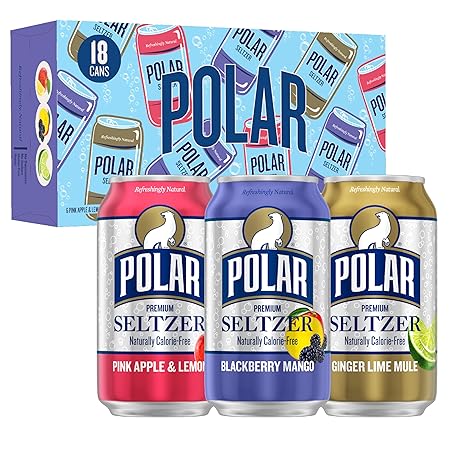Polar Seltzer Water Newbies Variety Pack, 12 fl oz cans, 18 pack