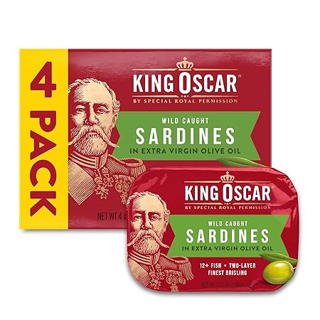 King Oscar Wild Caught Sardines in Extra Virgin Olive Oil 3.75 Ounce (Pack of 4)