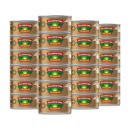 Genova Premium Yellowfin Tuna in Olive Oil, 3 Ounce Cans, 24-Pack – Nutrient Rich, High Protein Canned Tuna Fish - Delicious, Easy, Nutritious Ready to Eat Meals