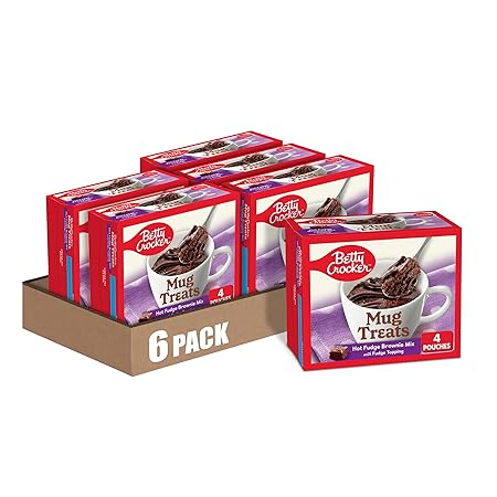 Betty Crocker Mug Treats Hot Fudge Brownie Mix with Fudge Topping, 4 Servings, 13.9 oz. (Pack of 6)