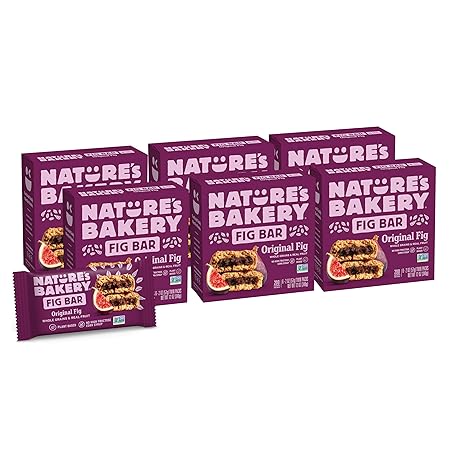Nature’s Bakery Whole Wheat Fig Bars, Original Fig, Real Fruit, Vegan, Non-GMO, Snack bar, 6 boxes with 6 twin packs (36 twin packs)