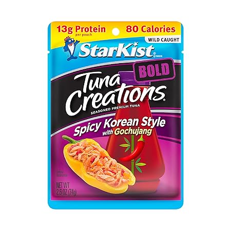 StarKist Tuna Creations BOLD Spicy Korean Style with Gochujang, 2.6 oz Pouch (1 Pack) Ready to Eat Wild Caught Tuna, 13g Protein, 80 Calories Per Serving, Perfect for Salads, Meals and Snacks