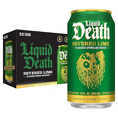 Liquid Death, Severed Lime, Soda-Flavored Sparkling Water, 12-Pack (12oz Cans), Low Sugar, Huge Flavor & No Artificial Sweeteners